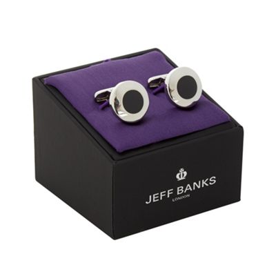 Jeff Banks Silver round cufflinks in a gift box